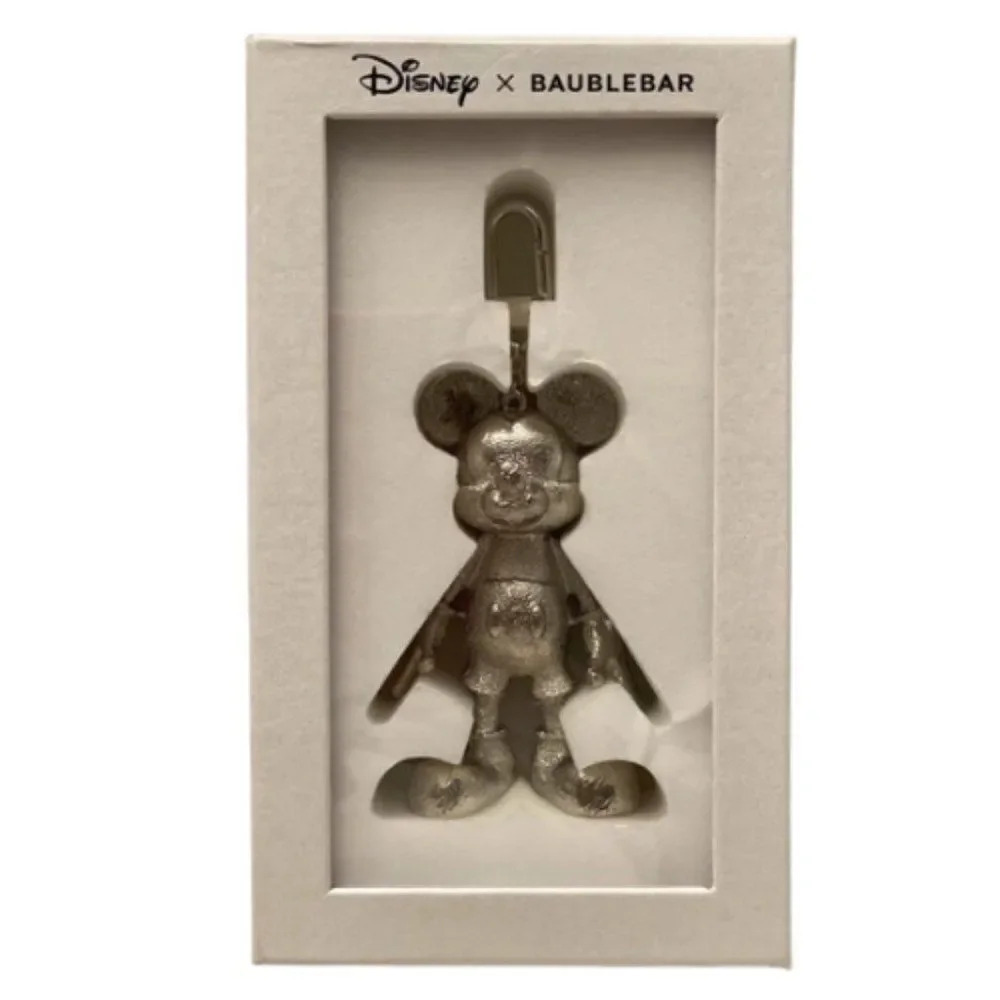 Disnep X Baublebar Silver Mickey Mouse Bag Purse Charm Keychain